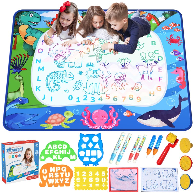 GPPNKC Water Doodle Mat 40 x 32 Inch Painting Doodle Toddler Toys Water Drawing Mat Large Magic Drawing Doodling Mat Educational Toys for Kids Age 3 4 5 6 7 Toddler Boys Girls Christmas Birthday Gifts - Image 2