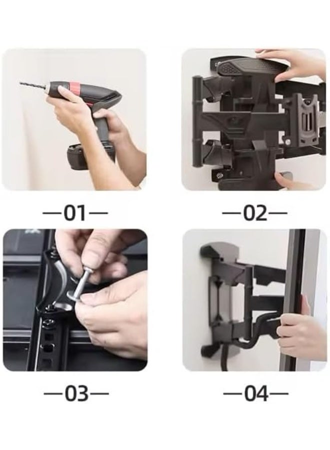 Full Motion Wall Mount TV Bracket – Fits 50–80 Inch Flat/Curved LED LCD Screens – Holds up to 36 Kg – 60° Swivel & Adjustable Tilt - Image 4