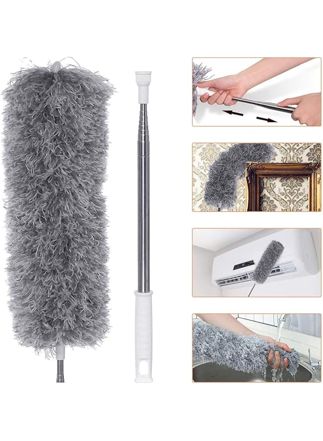 erorex Extendable Feather Duster Bendable Microfiber Duster Of Silicone Cap Hand Duster For Cleaning Dust Cobweb On High Ceiling Fans Lights Blinds Cars - Image 1