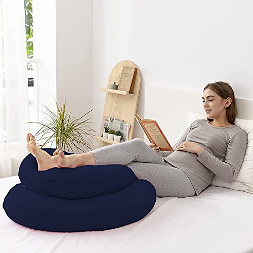 DADDY COOL وسادة الحمل على شكل C من دادي كول، وسادة مريحة للحمل، وسادة للأمومة لدعم الجسم والورك والظهر والبطن، مدعومة بالكامل، عبوة من 1 مع غطاء قطن قابل للإزالة بسحاب، أزرق داكن - Image 5