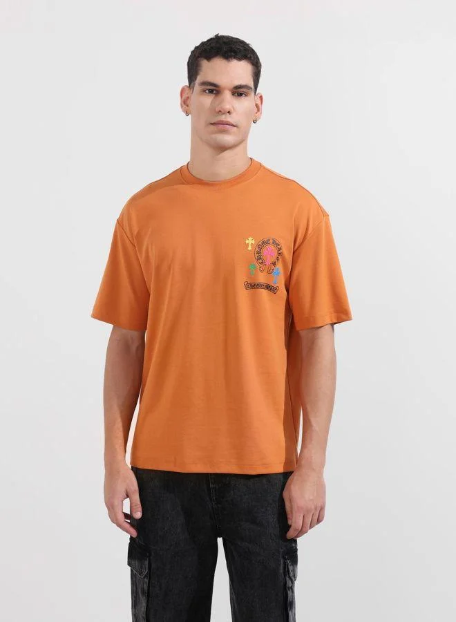 The Indian Garage Co Men Relaxed Fit Graphic Printed Crew Neck Half Sleeves T-Shirt