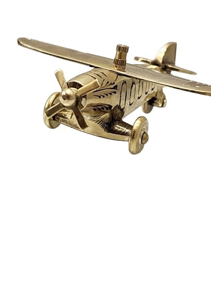 BHAVIKA DECOR BHAVIKA DECOR Brass Jet Plane Vintage Aeroplane Table Top Decorative Showpiece Antique Tabletop Miniature Statue Home Interior Decor Item Gift and Collectible Glossy and Shiny Finish  - Image 1