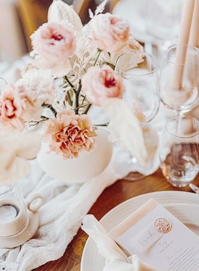 OMEVE Translucent Table Runner Chessian Tablecloth for Wedding Reception Bridal Shower Party Decoration Table Centerpiece 90*340CM White - Image 4