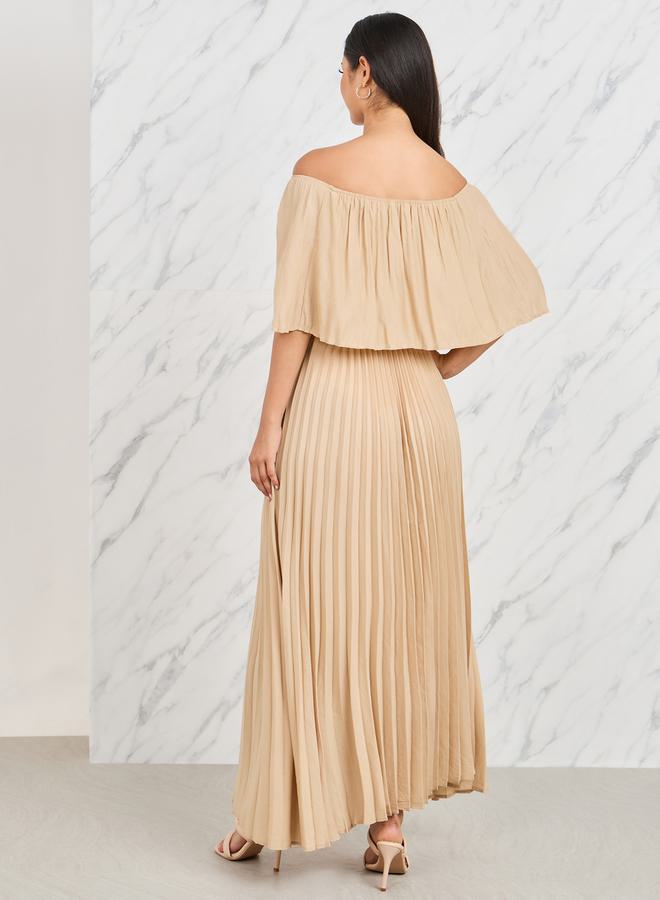Styli Pleated Off-Shoulder Dress  - Image 4