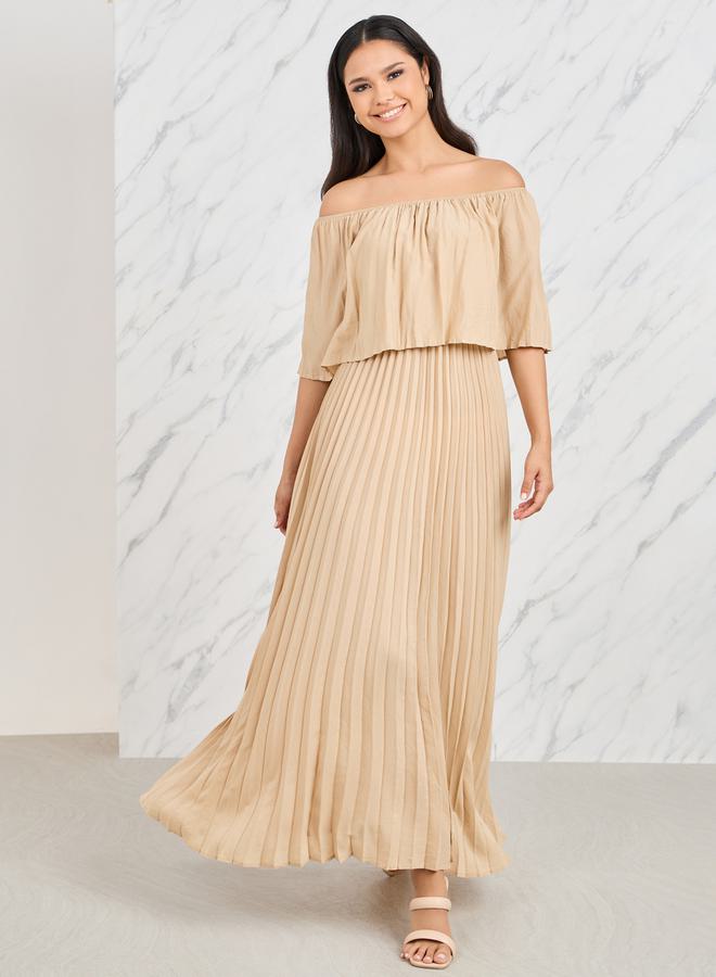 Styli Pleated Off-Shoulder Dress  - Image 1