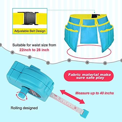 LOYO Kids Toys Tool Set - Pretend Play Construction Toy with Tool Box Kids Tool Belt Electronic Toy Drill Construction Accessories Gift for Toddlers Boys Ages 3 , 4, 5, 6, 7 Years Old (Blue) - Image 3