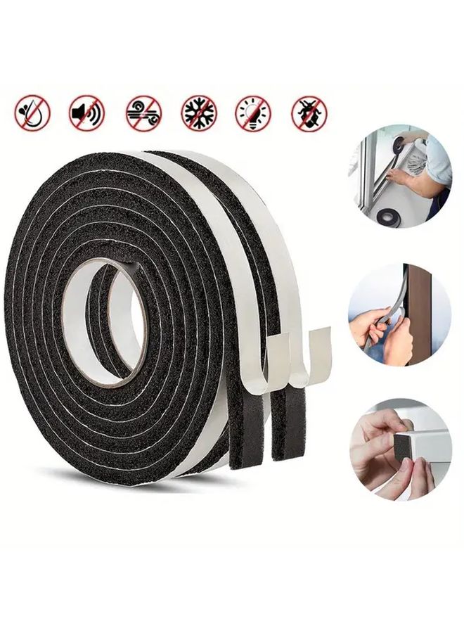 White 0 59 Inch 2 Rolls Self Adhesive Foam Tape Soundproofing Weather Seal Strip - Image 3