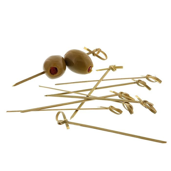DEERA 4 Inch Bamboo Knot Sticks – Brown – Eco-Friendly Cocktail & Appetizer Skewers – Pack of 50 - Image 2