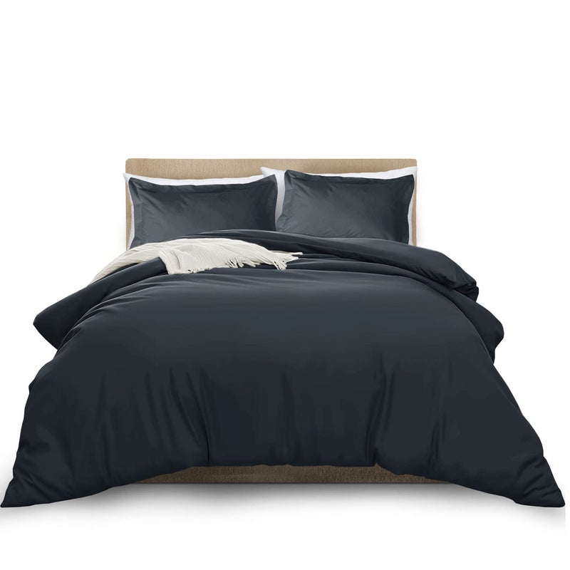 MOONLIGHT20015 Charcoal King Size Duvet Cover Soft 3 Piece Double Brushed Microfiber Duvet Cover Set with Button Closure 1 Duvet Cover King Size 104x90 inches and 2 Pillow Shams