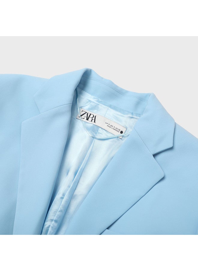 Zara women's Fashionable & Soft Solid Color Tailored High-quality Shoulder-padded Blazer - Image 4