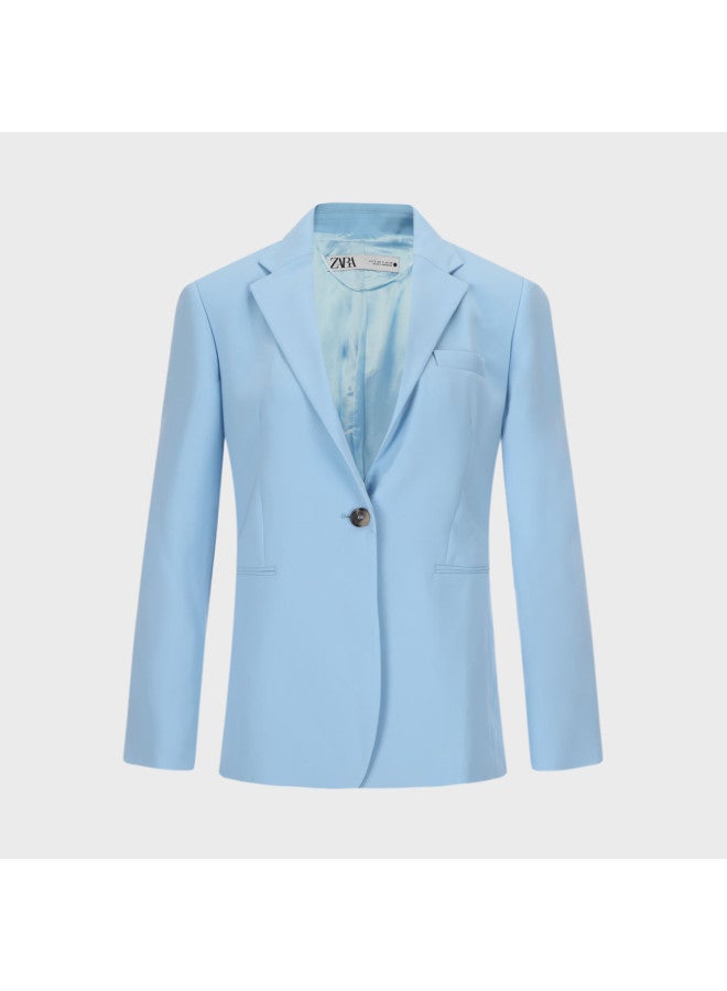 Zara women's Fashionable & Soft Solid Color Tailored High-quality Shoulder-padded Blazer - Image 2