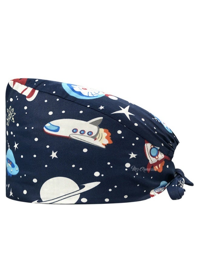 NIBEMINENT Cartoon Doctor Operating Room Pattern Printed Nursing Head Cap Lab Scrub Pet Hospital Surgical Hat Unisex Dentist Scrub Cap