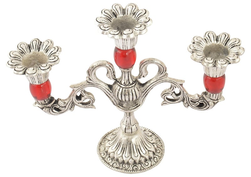 Houzzplus Unique Traditional Candle Tea Light Holder Decorative showpiece Rajasthani Handicraft Show Piece for Living Room 18 cm x 6 cm x 16 cm Silver - Image 3