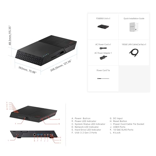 asustor أسستور فلاشستور 6 جين 2 FS6806X، 6 خزانات جميعها M.2 SSD NAS، معالج AMD رايزن رباعي النواة 2.3GHz، 8GB RAM DDR5، منفذ 10GbE، USB4 نوع-C، تخزين متصل بالشبكة لمبدعي الفيديو والمحتوى (بدون قرص)  - Image 2
