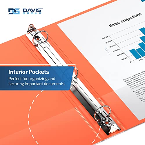 Davis Group مجموعة 6 من حوامل الملفات الاقتصادية الممتازة بحلقات دائرية للمدرسة أو المكتب، 2 إنش، برتقالي - Image 5