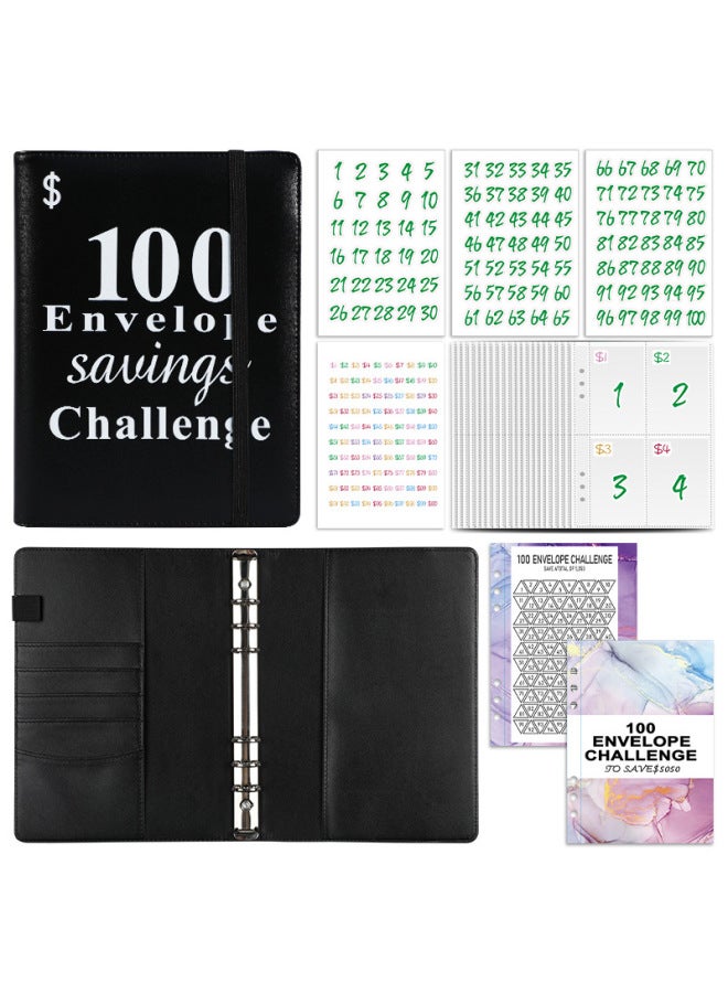 HONGYANG Envelopechallenge Loose-leaf Notebook 100 Days Money Saving Book Challenge Cash Saving Book - Image 1