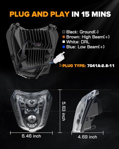 RAMJET4X4 LED Motorcycle Headlight Dirt Bike DRL Headlamp with Bezel Compatible With Motocross Pit Bike Enduro ATV Supermoto 150 250 350 450 500 SX XCW EXC SXF XC SMC R 690 - Image 5