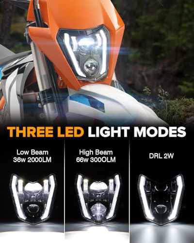 RAMJET4X4 LED Motorcycle Headlight Dirt Bike DRL Headlamp with Bezel Compatible With Motocross Pit Bike Enduro ATV Supermoto 150 250 350 450 500 SX XCW EXC SXF XC SMC R 690 - Image 3