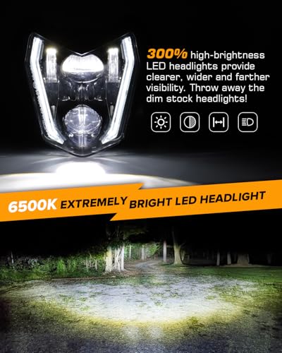 RAMJET4X4 LED Motorcycle Headlight Dirt Bike DRL Headlamp with Bezel Compatible With Motocross Pit Bike Enduro ATV Supermoto 150 250 350 450 500 SX XCW EXC SXF XC SMC R 690 - Image 4