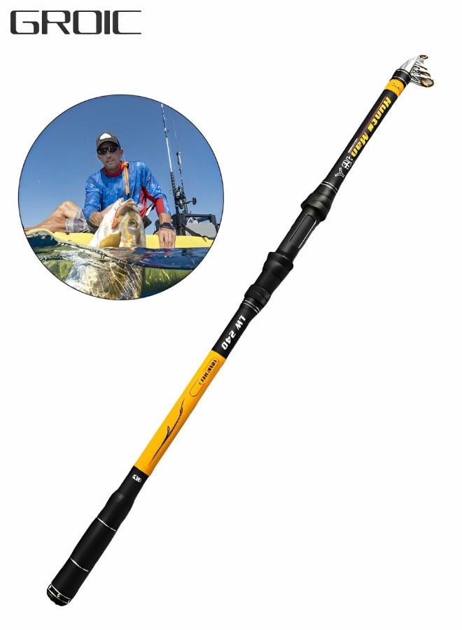 GROIC Telescopic Fishing Rod,Graphite Carbon Fiber Portable Spinning Telescopic Fishing Pole for Boat Saltwater and offshore angling,2.4m Long Cast Fishing Gear - Image 1
