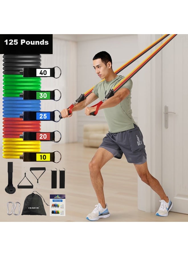 Dweck Duweike Resistance Bands, Fitness Elastic Rope, Strength Training Equipment, Home Use, 125 Pounds, 14-piece Set, Enhanced Version - Image 1