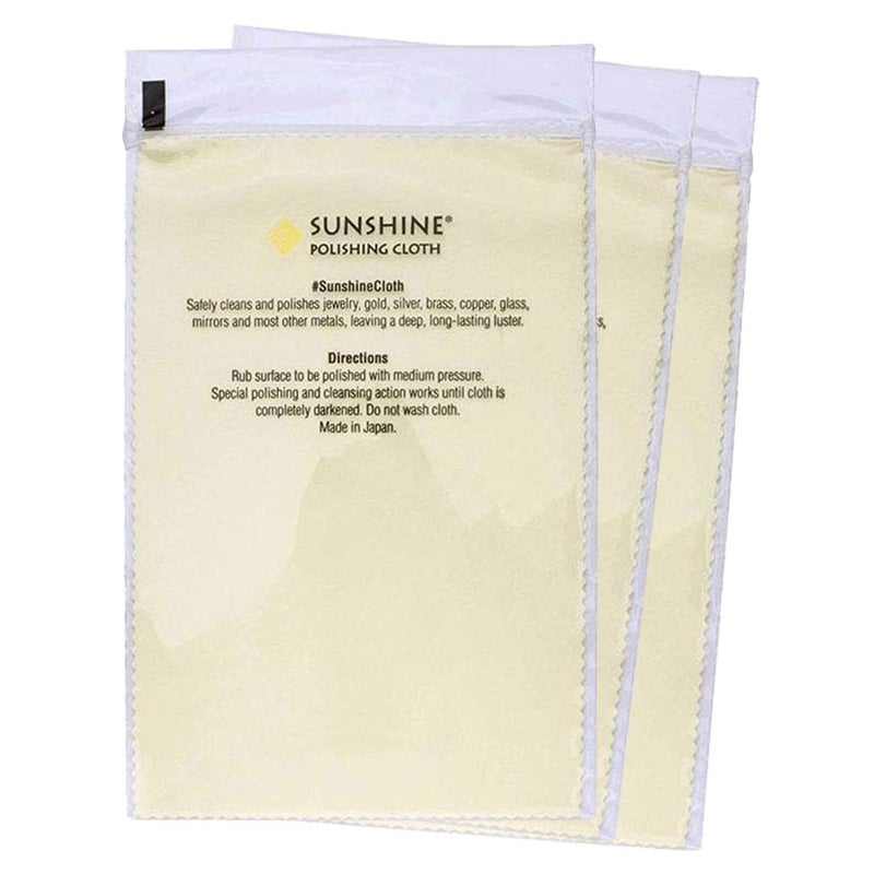 SUN SHINE 3 Sunshine Polishing Cloths for Sterling Silver, Gold, Brass and Copper Jewelry Polishing Cloth