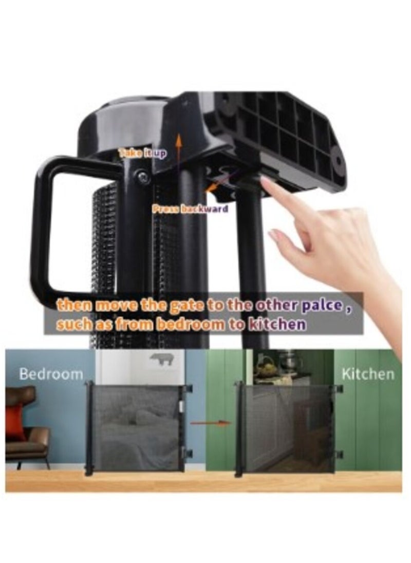 XiuWoo Retractable Protective Baby Mesh Safety Fence Gate For Stairs Doorways  - Image 2