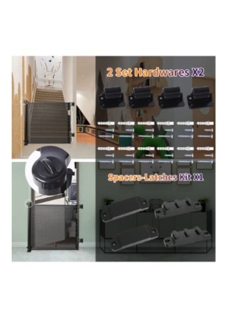 XiuWoo Retractable Protective Baby Mesh Safety Fence Gate For Stairs Doorways  - Image 5