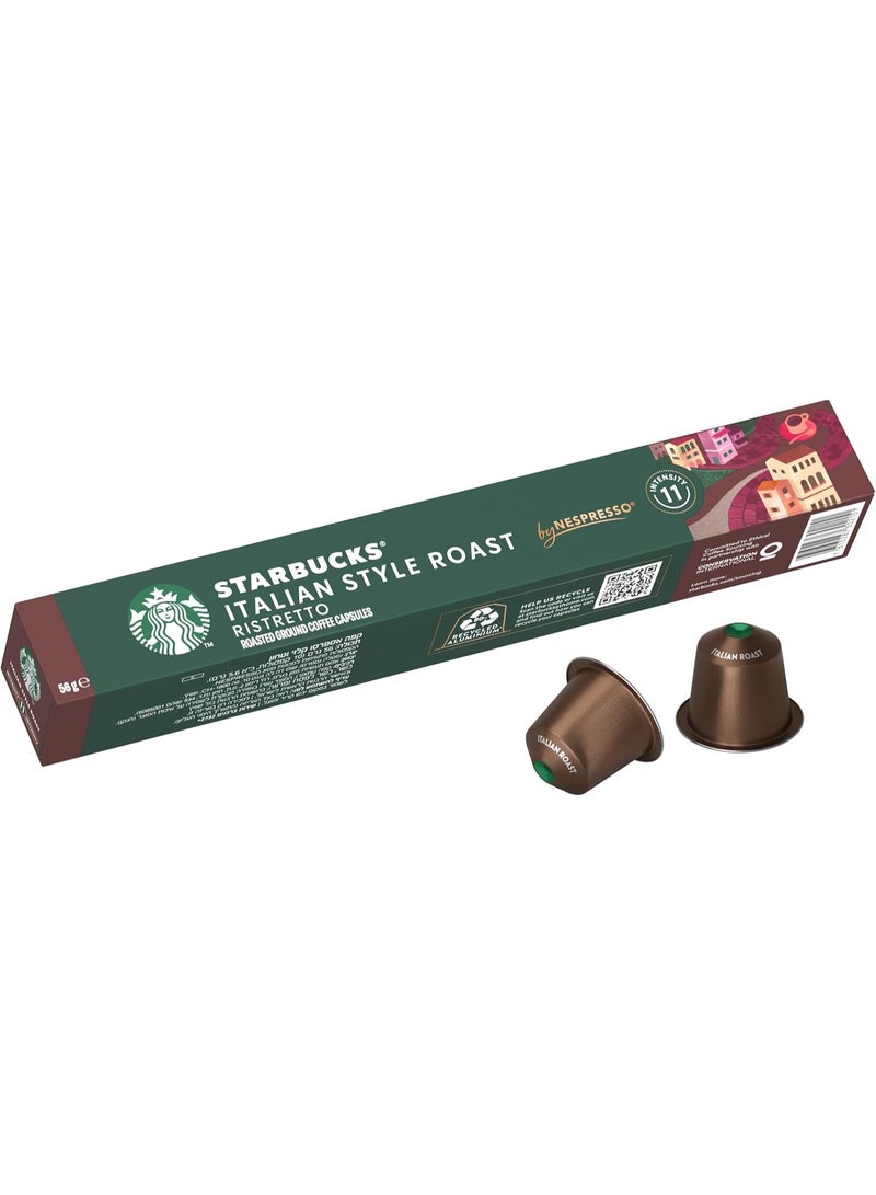 Starbucks NESPRESSO Italian Style Roast Esprsseo By Nespresso , Coffee Pods (10 Capsules), 57 grams - Image 1