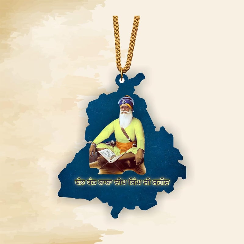 ART END ARTEND car Hanging Ornament Photo Punjab Map Baba deep Singh ji car Hanging Sikh Religious car Hanging Accessories (PBBDS-146) - Image 5
