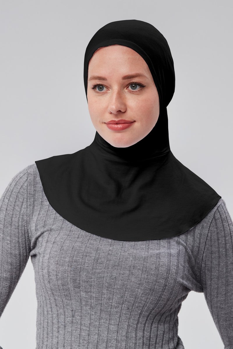 Sonbahar Moda Autumn Fashion Hijab Combed Cotton Sportsman Neck Hijab Bonnet S200 Black  - Image 1