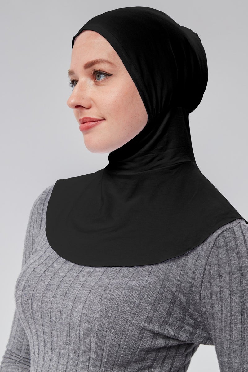 Sonbahar Moda Autumn Fashion Hijab Combed Cotton Sportsman Neck Hijab Bonnet S200 Black  - Image 4