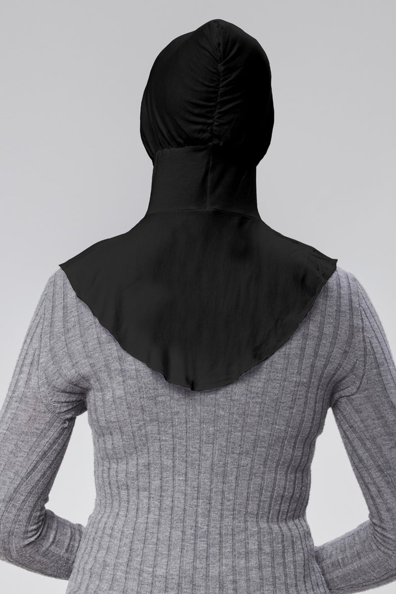 Sonbahar Moda Autumn Fashion Hijab Combed Cotton Sportsman Neck Hijab Bonnet S200 Black  - Image 5