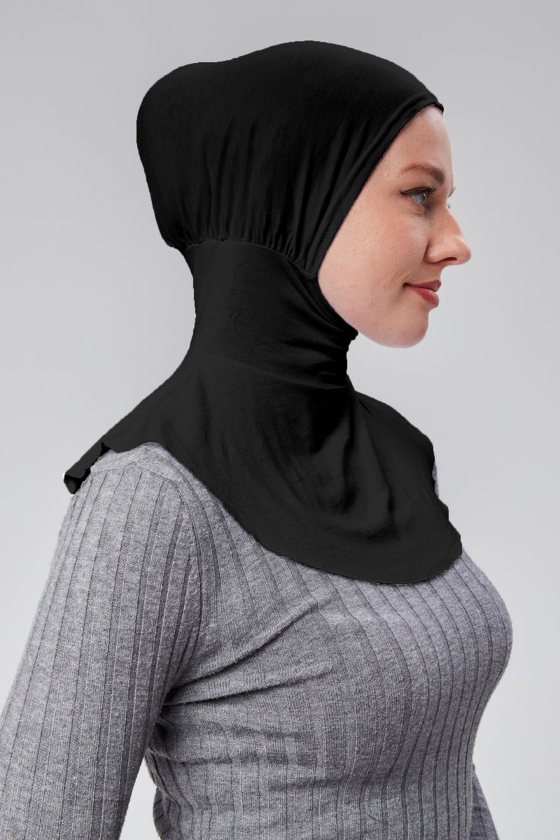 Sonbahar Moda Autumn Fashion Hijab Combed Cotton Sportsman Neck Hijab Bonnet S200 Black  - Image 2