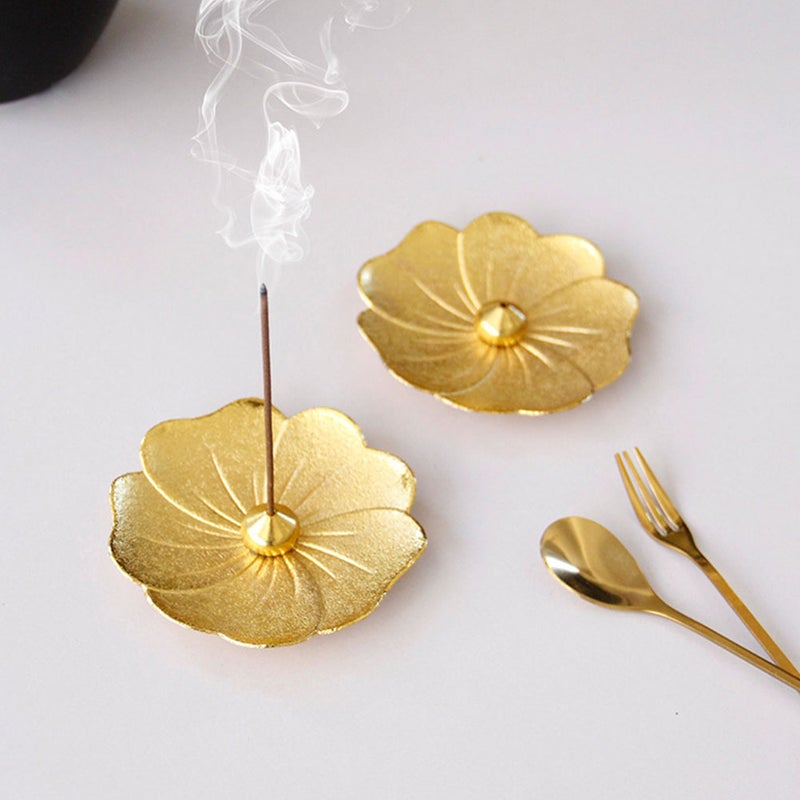 -leaf Embossment Incense Insert Dish Copper Leaf Shape Incense Stick Burner - Image 4