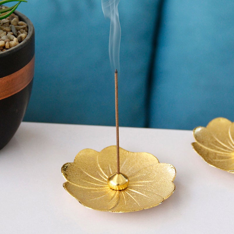 -leaf Embossment Incense Insert Dish Copper Leaf Shape Incense Stick Burner - Image 3
