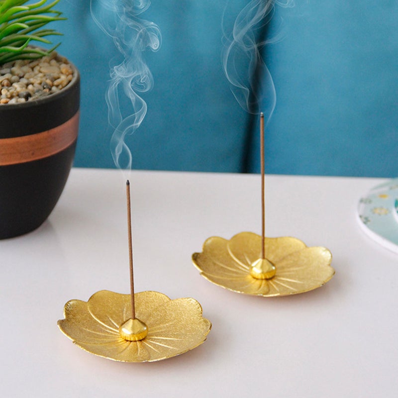 -leaf Embossment Incense Insert Dish Copper Leaf Shape Incense Stick Burner - Image 1
