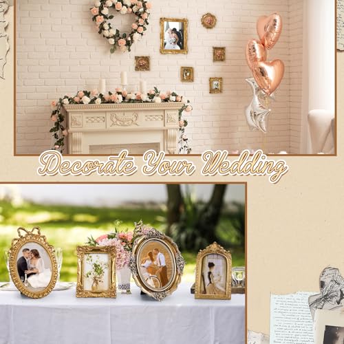 BrightRow 10 Pcs Wooden Vintage Gold Picture Frame Bulk Antique Wood Photo Frame with Glass Front Backboard for Tabletop Display Wall Hanging Decor Christmas Jewelry Display for Home Hotel Wedding Ornaments - Image 4