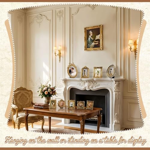 BrightRow 10 Pcs Wooden Vintage Gold Picture Frame Bulk Antique Wood Photo Frame with Glass Front Backboard for Tabletop Display Wall Hanging Decor Christmas Jewelry Display for Home Hotel Wedding Ornaments - Image 5