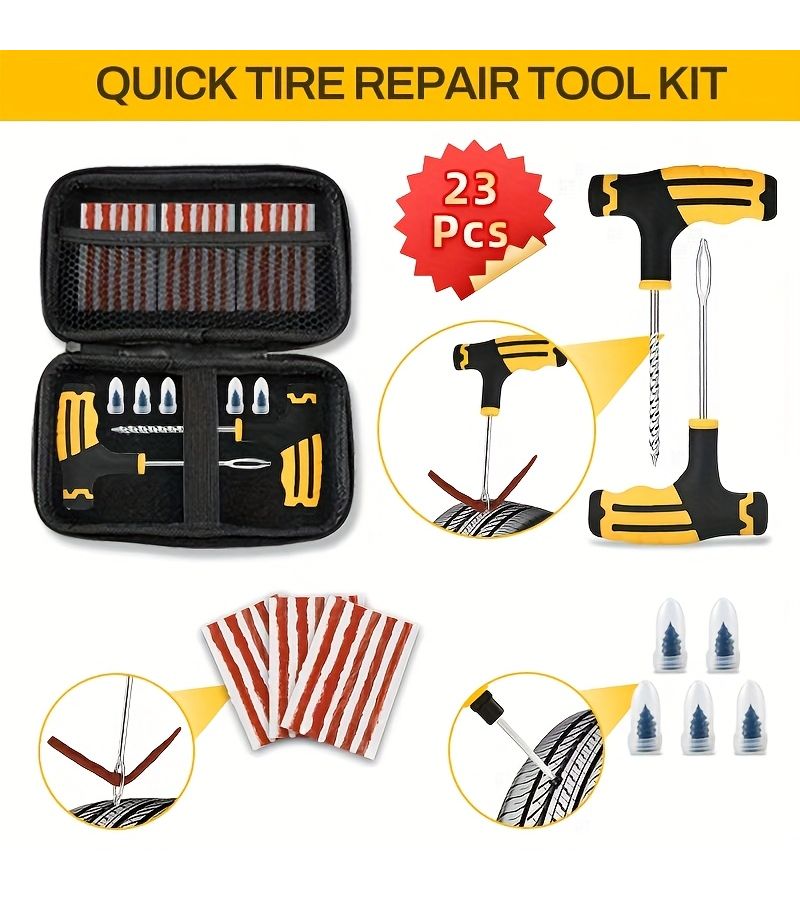 24pcs Tire Repair Tool Kit for Car Motorcycle Truck SUV Emergency Puncture Fix - Image 2
