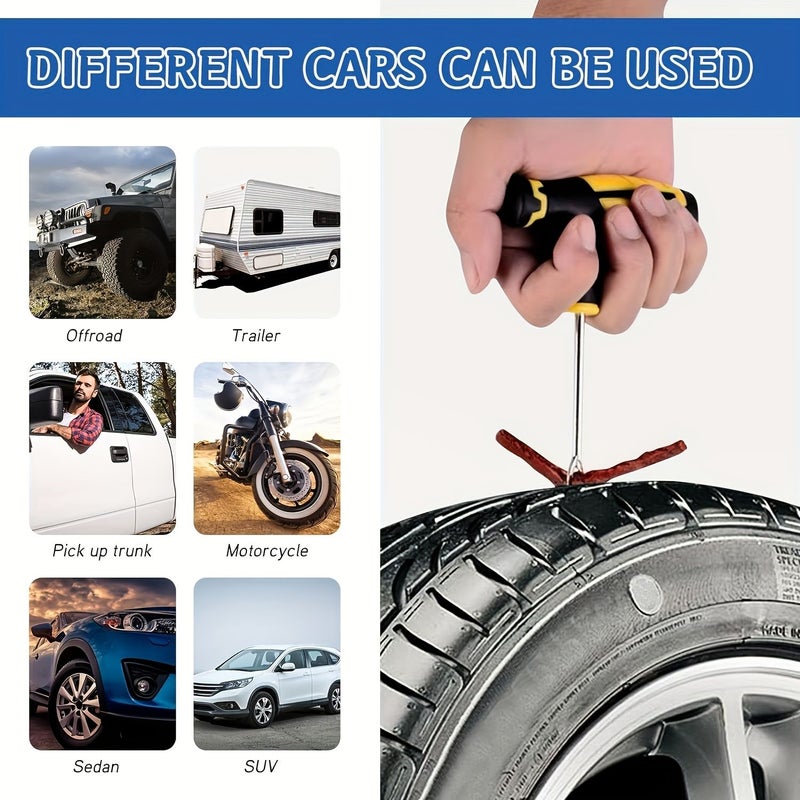 24pcs Tire Repair Tool Kit for Car Motorcycle Truck SUV Emergency Puncture Fix - Image 5