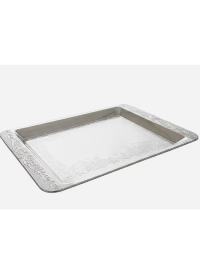 جيرماكس صينية جيرماكس الفولاذية الصغيرة المستطيلة - تصميم فضي أنيق | أدوات مائدة أنيقة ٢٠×١٢ سم - Image 1