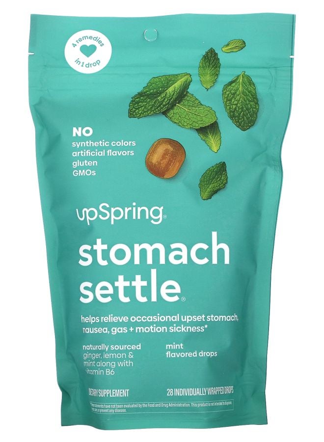 UpSpring Stomach Settle Drops  Mint 28 Individually Wrapped Drops