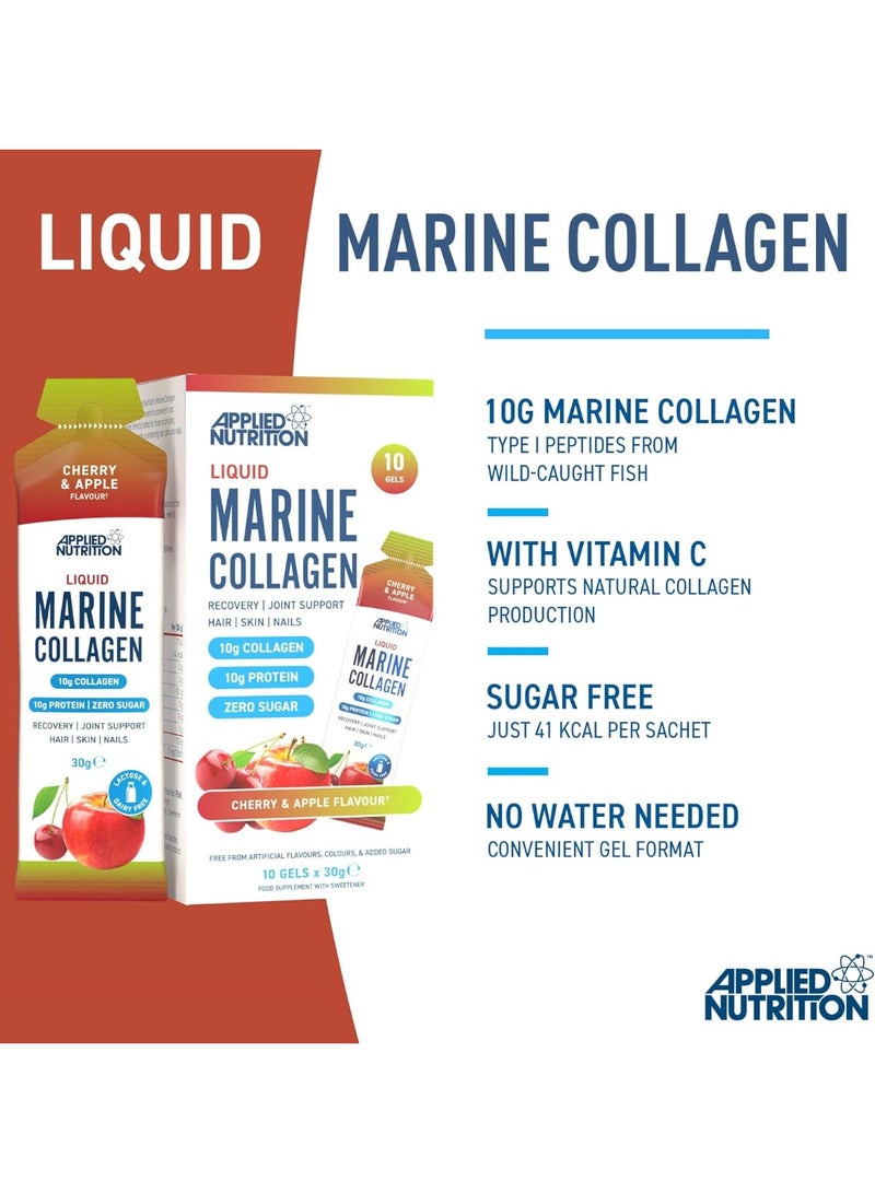 أبلايد نيوتريشن كولاجين بحري سائل، بنكهة الكرز والتفاح - ١٠ غرامات من الكولاجين لكل حصة، يدعم صحة البشرة والشعر والأظافر والمفاصل، حلال معتمد - Image 2