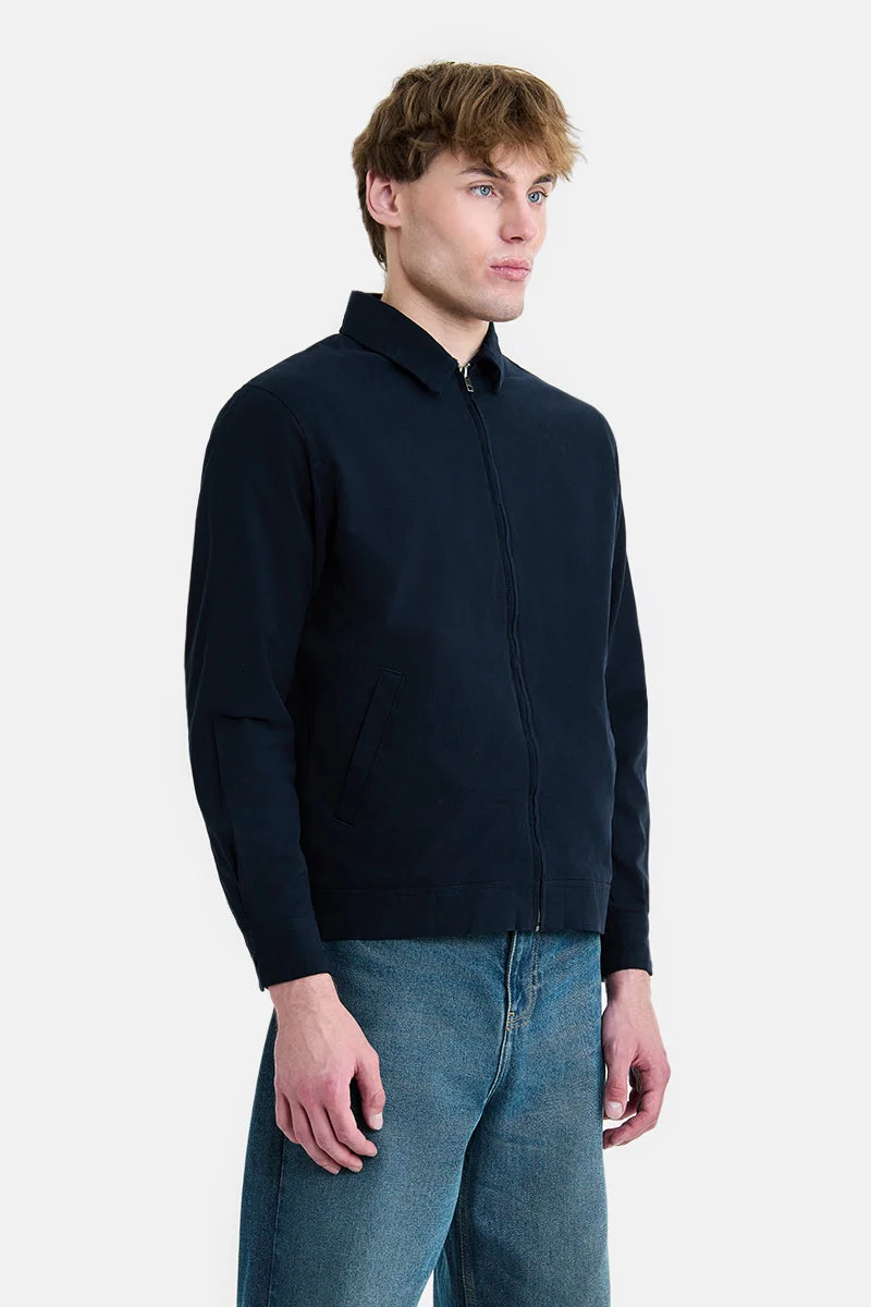 Snitch Navy Blue Navy Blue Solid Long Sleeve Regular Fit Jacket for Men | Best Price UAE