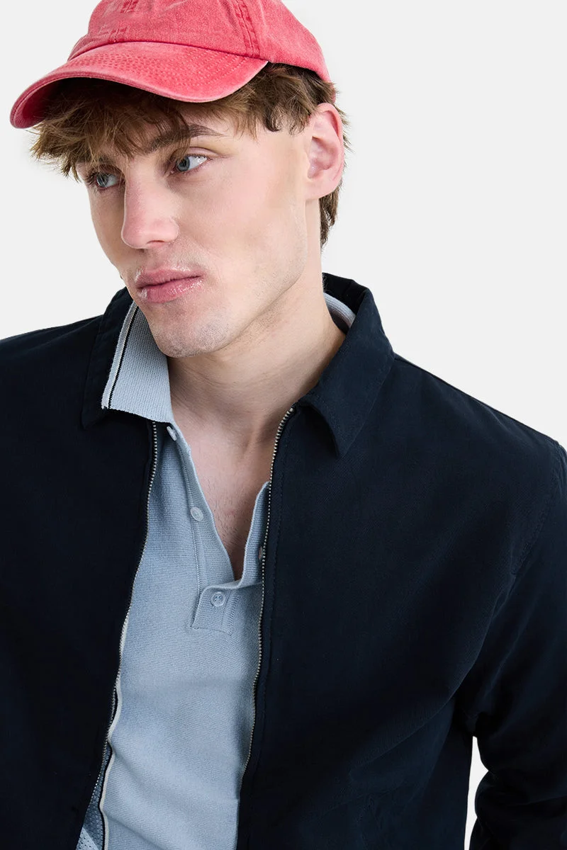 Snitch Navy Blue Navy Blue Solid Long Sleeve Regular Fit Jacket for Men | Best Price UAE