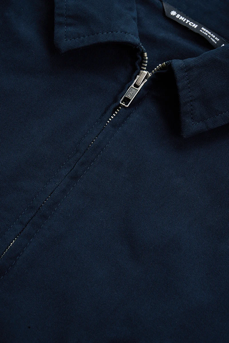 Snitch Navy Blue Navy Blue Solid Long Sleeve Regular Fit Jacket for Men | Best Price UAE