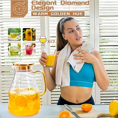Yirilan Glass Pitcher, 3 Liter Water Carafe With Lid, Iced Tea Pitcher for Fridge - Image 5