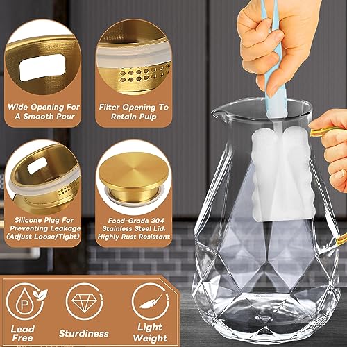 Yirilan Glass Pitcher, 3 Liter Water Carafe With Lid, Iced Tea Pitcher for Fridge - Image 4