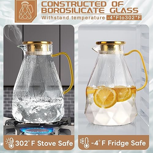 Yirilan Glass Pitcher, 3 Liter Water Carafe With Lid, Iced Tea Pitcher for Fridge - Image 3